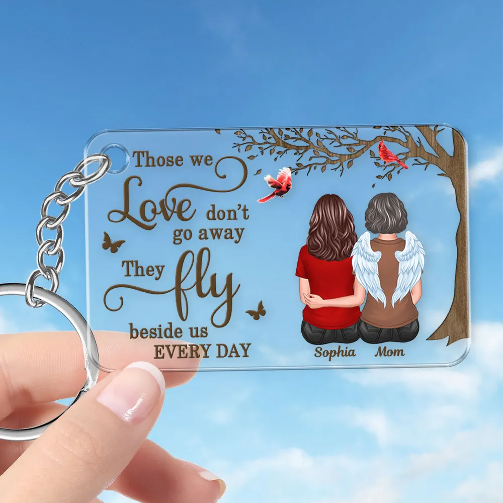 Acrylic Keychain with Mother Memorial Back View Design, Sentimental Keepsake, Perfect Gift for Love and Remembrance - Image 2