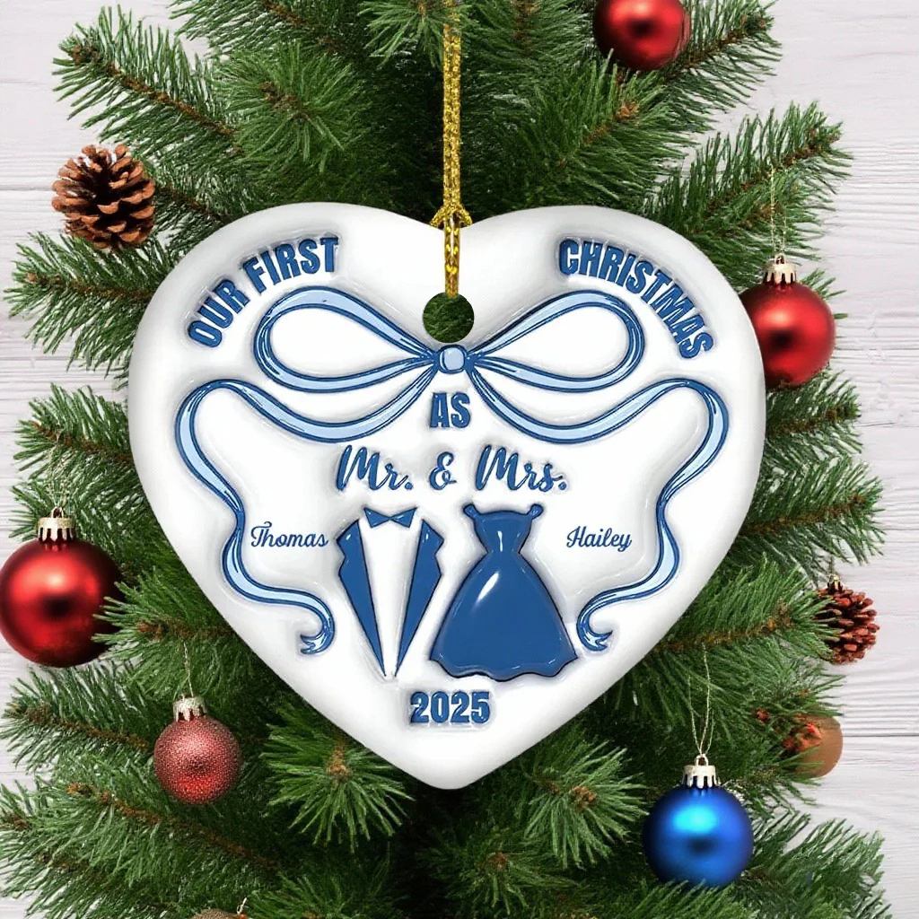 Ceramic Heart Ornament for Newlyweds, Smooth Finish, High-Quality Keepsake Gift for Lovers