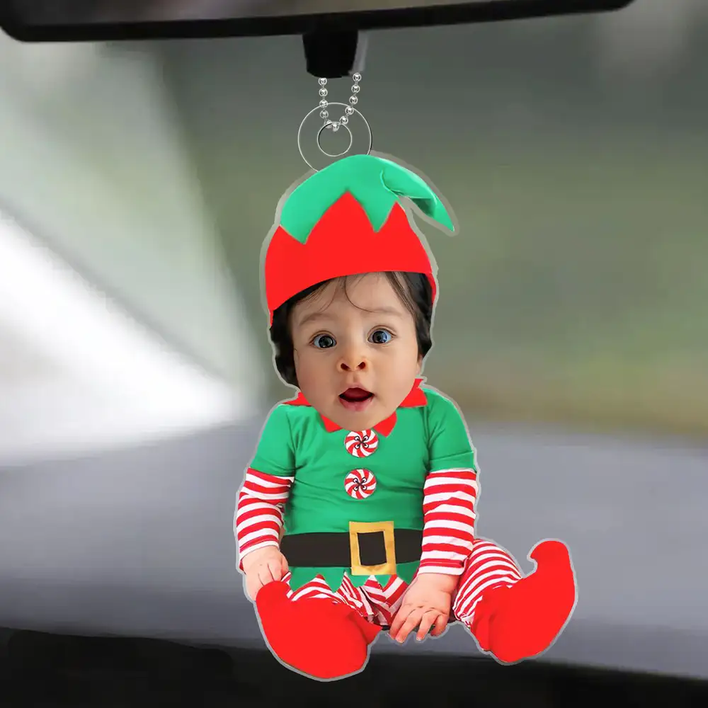Christmas Baby Elf Acrylic Ornament - Fun Personalized Gift - Image 2