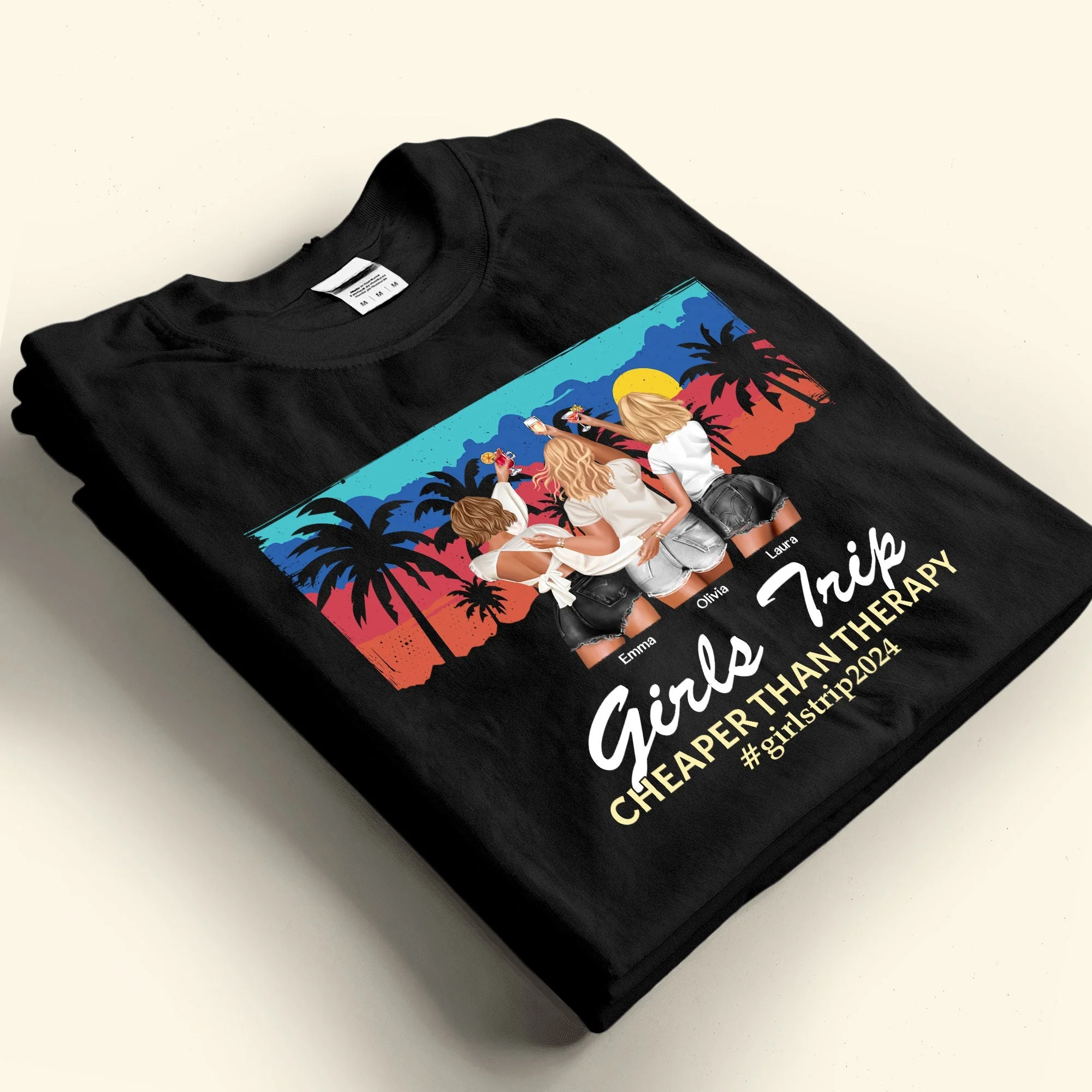Girls Trip Classic Tee with Sunset Beach Vibes, Fun Style and Perfect Gift for Friends - Image 4