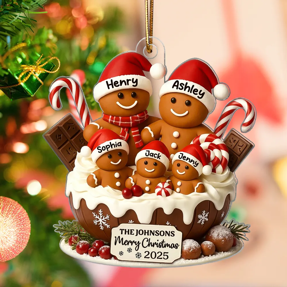 Christmas Gingerbread Family Acrylic Ornament, Personalized Festive Decor with Warm Holiday Vibes, Perfect Gift for Family - Image 3