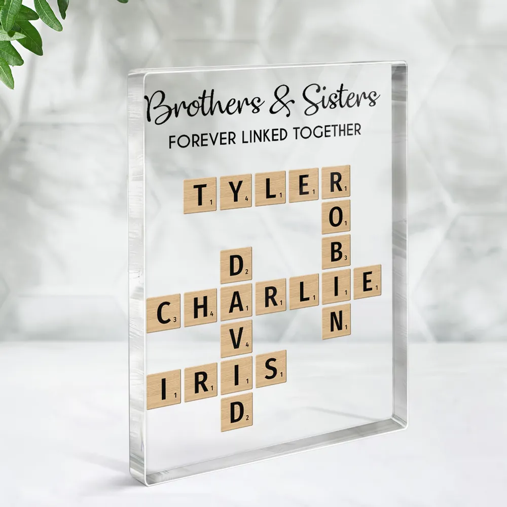 Personalized Acrylic Plaque with Brothers & Sisters Design - Image 3