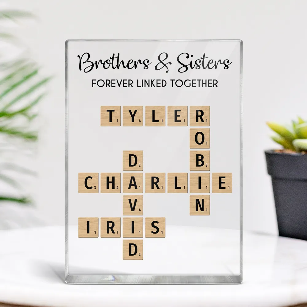Personalized Acrylic Plaque with Brothers & Sisters Design - Image 4