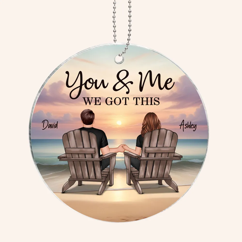 Acrylic Ornament with You & Me Couple Back View on Beach, High Clarity, Romantic and Surprise Gift - Image 2