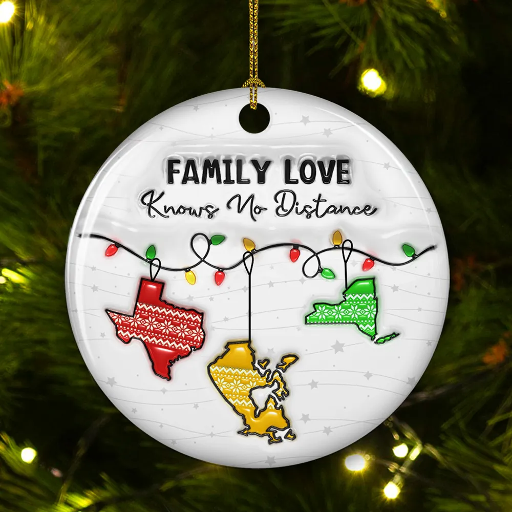 Ceramic Ornament with Family Love Knows No Distance Design, High Clarity, Heartwarming Gift for Family - Image 3