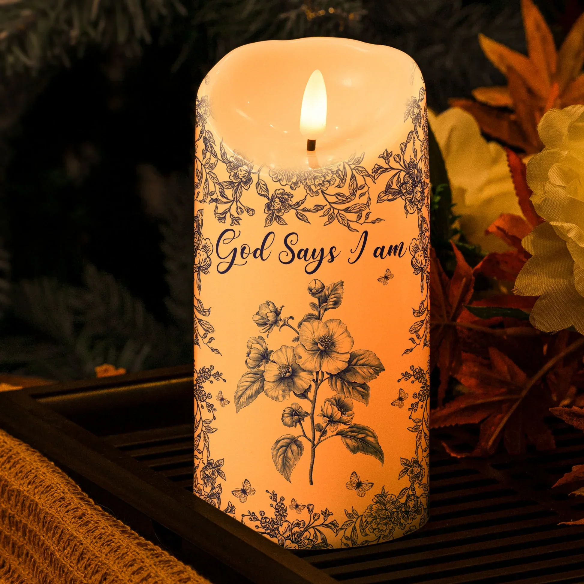 Flameless LED Candle with Religious Theme and God Says I Am Design, High Clarity, Heartwarming Gift - Image 3