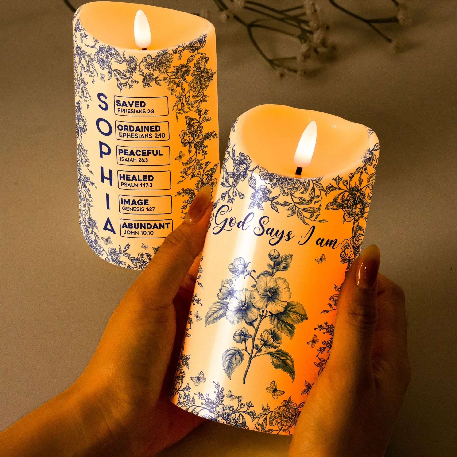 Flameless LED Candle with Religious Theme and God Says I Am Design, High Clarity, Heartwarming Gift - Image 4