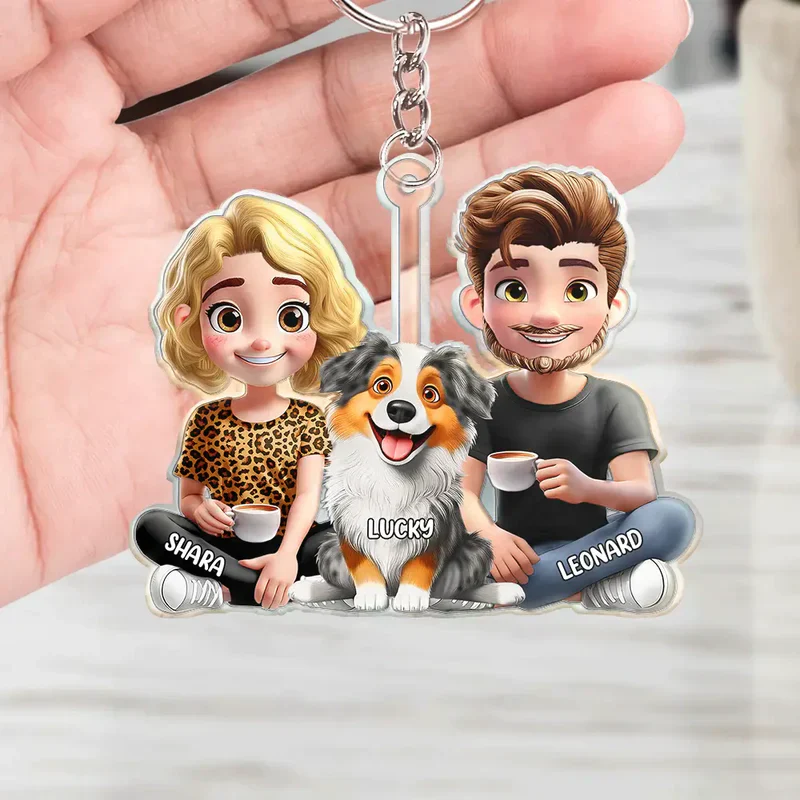 Acrylic Keychain with Pet & Owner Illustration, A Fun and Heartwarming Gift for Everyday Use - Image 4