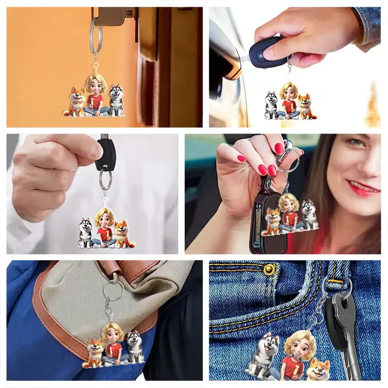 Acrylic Keychain with Pet & Owner Illustration, A Fun and Heartwarming Gift for Everyday Use - Image 5