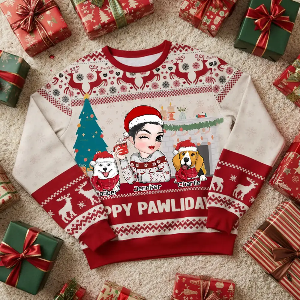 Custom Christmas Sweatshirt with Dog Owner Design Gift - Image 2