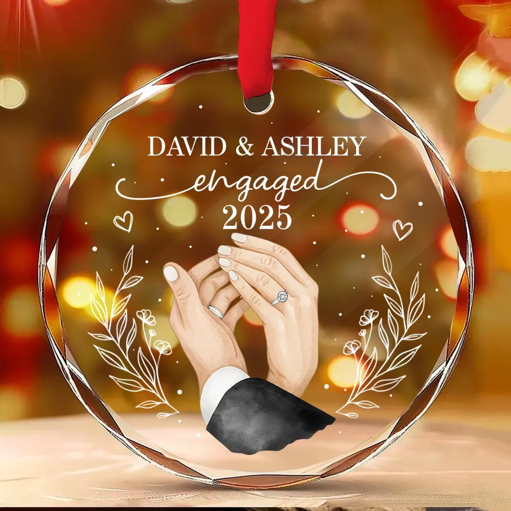Engagement Crystal Ornament with Personalized Design, Romantic Touch for Couples, Perfect Gift Keepsake - Image 8