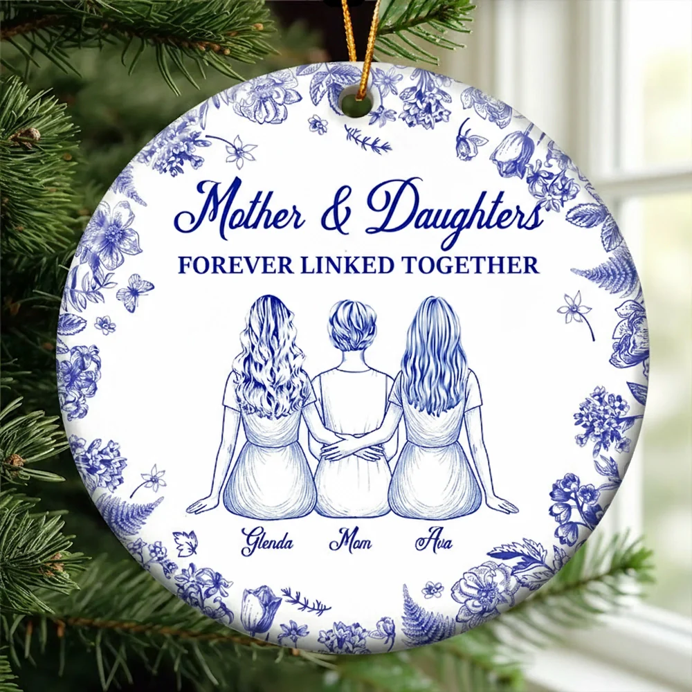 Mother Daughter Ceramic Ornament with Heartwarming Bond, Perfect Gift for Holidays