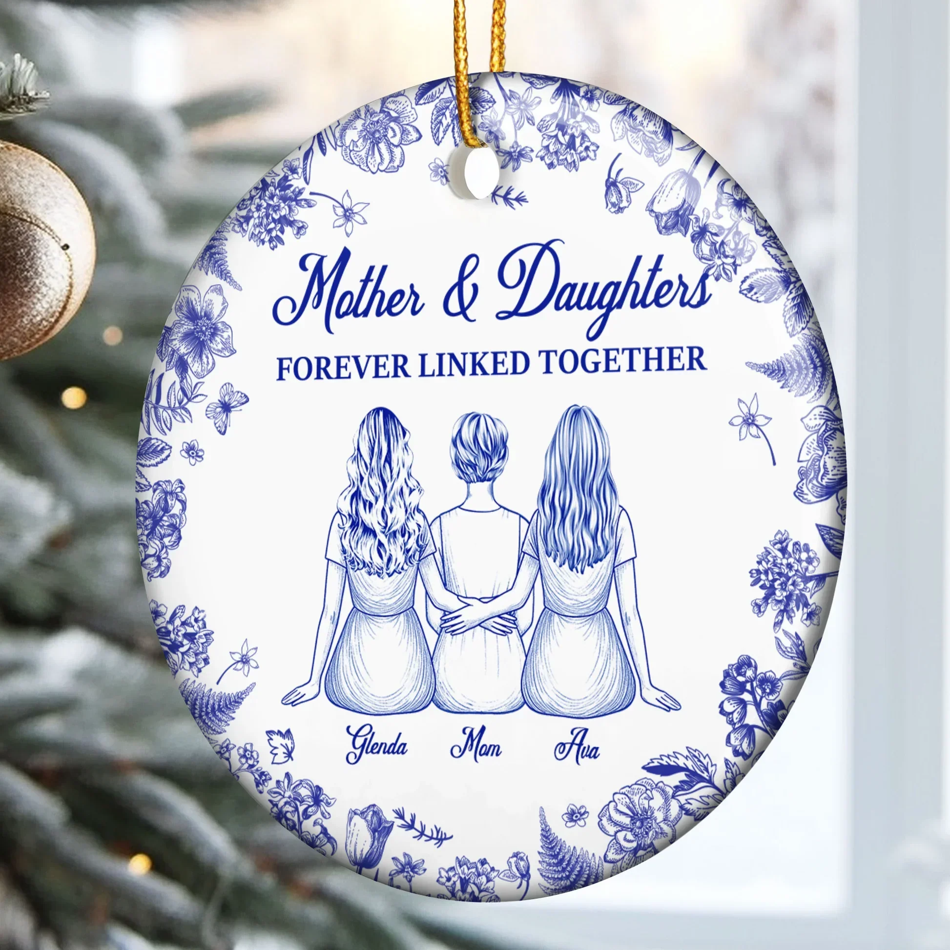 Mother Daughter Ceramic Ornament with Heartwarming Bond, Perfect Gift for Holidays - Image 2