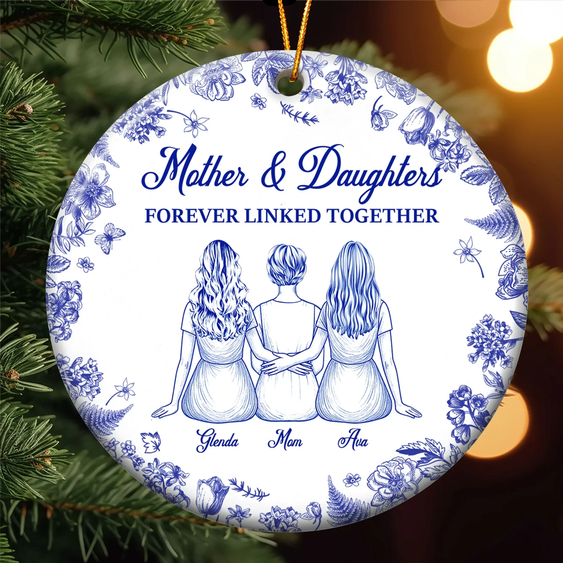 Mother Daughter Ceramic Ornament with Heartwarming Bond, Perfect Gift for Holidays - Image 5