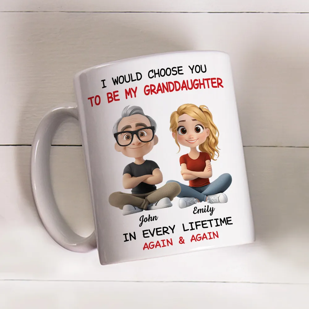 White Ceramic Mug with "I Would Choose You to Be My Granddaughter" Design, High Clarity, Heartwarming Gift - Image 4