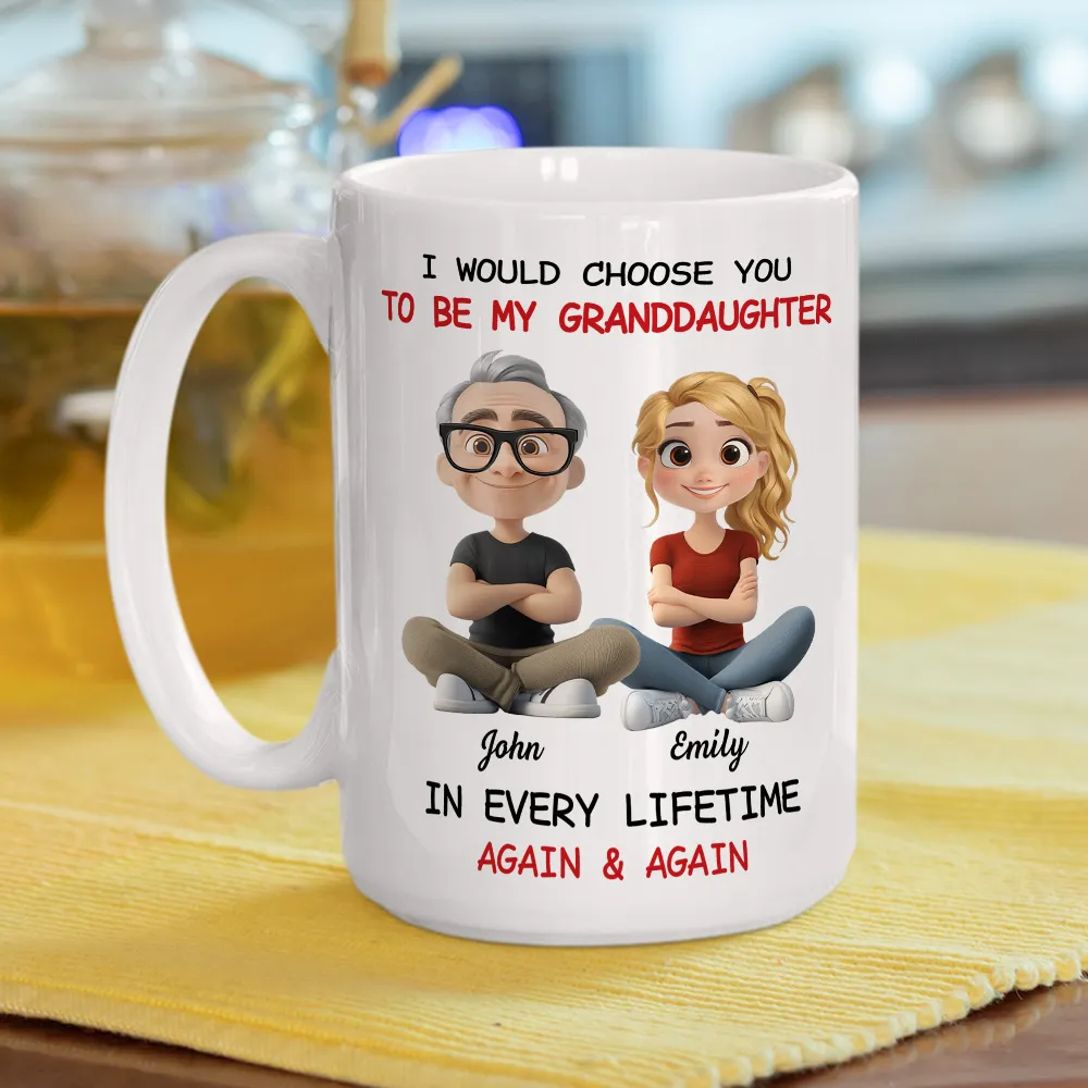 White Ceramic Mug with "I Would Choose You to Be My Granddaughter" Design, High Clarity, Heartwarming Gift - Image 5