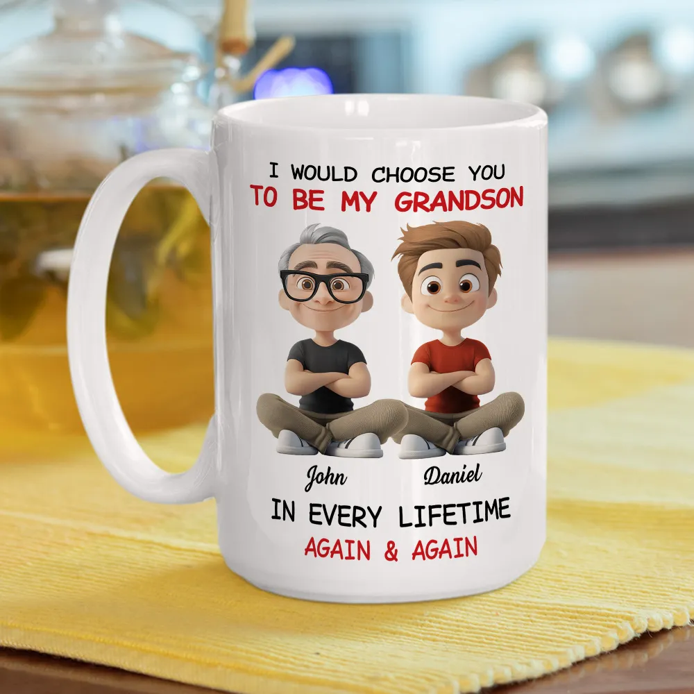 White Ceramic Mug with "I Would Choose You to Be My Granddaughter" Design, High Clarity, Heartwarming Gift - Image 6