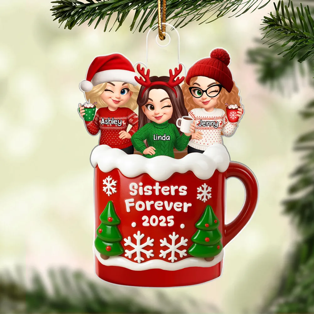 Acrylic Ornament with Besties Forever Christmas Theme, High Clarity, Perfect Gift for Friends - Image 5
