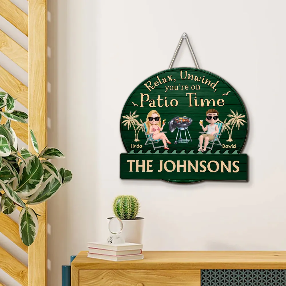 Personalized Wooden Patio Sign, Relax and Unwind Theme, Family Gift - Image 6