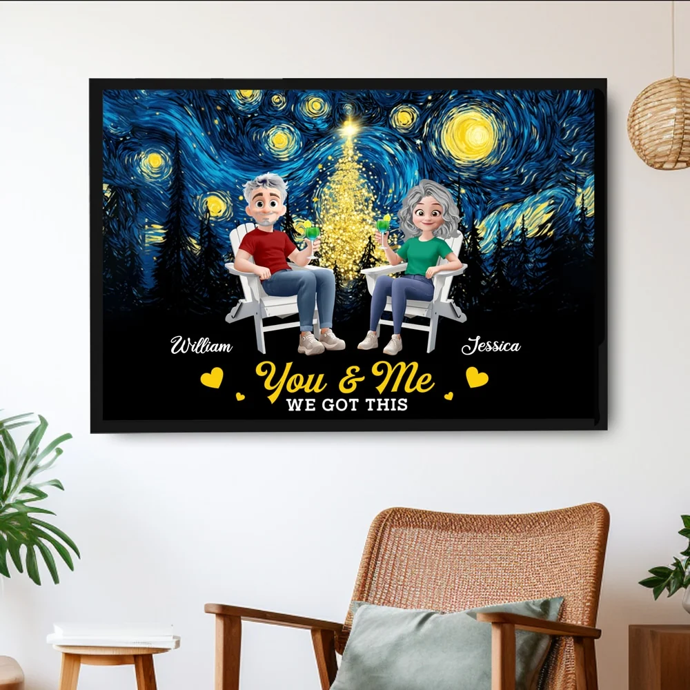 Personalized Starry Night Poster for Couples with Fun Quote, Unique Home Décor and Perfect Gift Choice