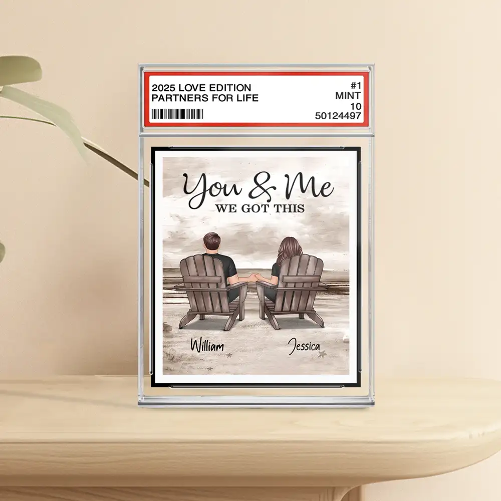 Rectangle Acrylic Block Plaque with Couple Beach Back View Design, High Clarity, Heartwarming Gift for Lovers - Image 2