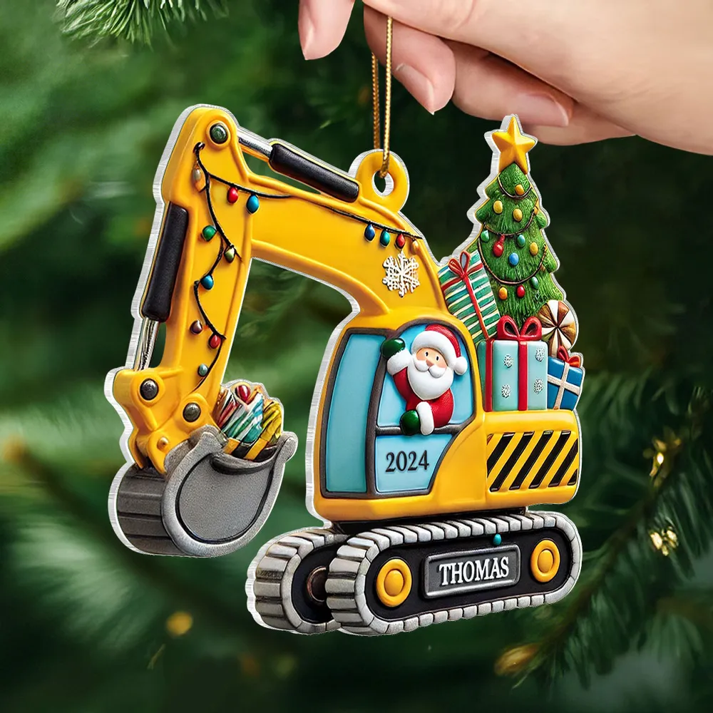 Custom Christmas Acrylic Ornament with Santa & Tree Design - Image 2