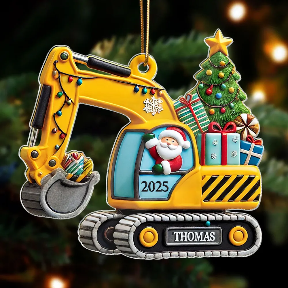Custom Christmas Acrylic Ornament with Santa & Tree Design - Image 5