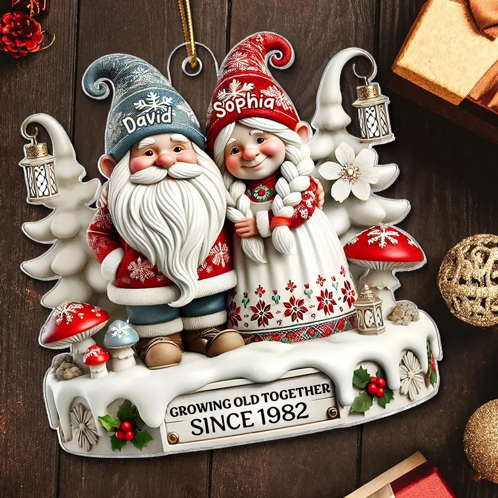 Personalized Christmas Ornament with Elderly Couple, Holiday Gift - Image 2