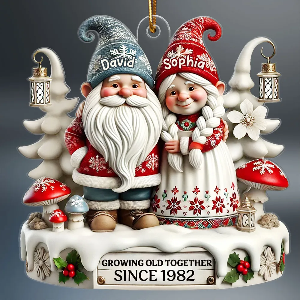 Personalized Christmas Ornament with Elderly Couple, Holiday Gift - Image 3