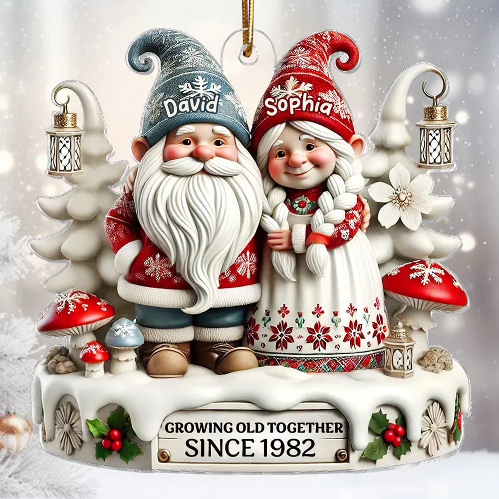 Personalized Christmas Ornament with Elderly Couple, Holiday Gift - Image 5