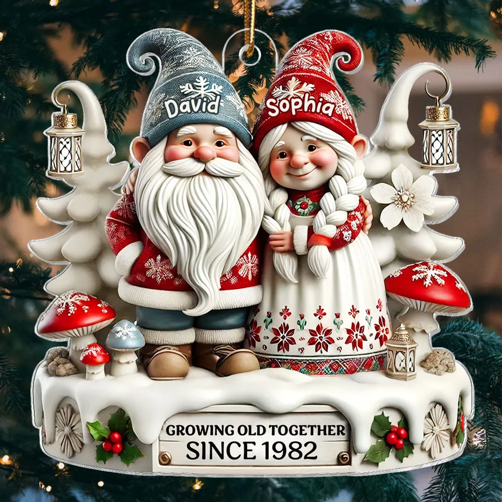 Personalized Christmas Ornament with Elderly Couple, Holiday Gift - Image 6