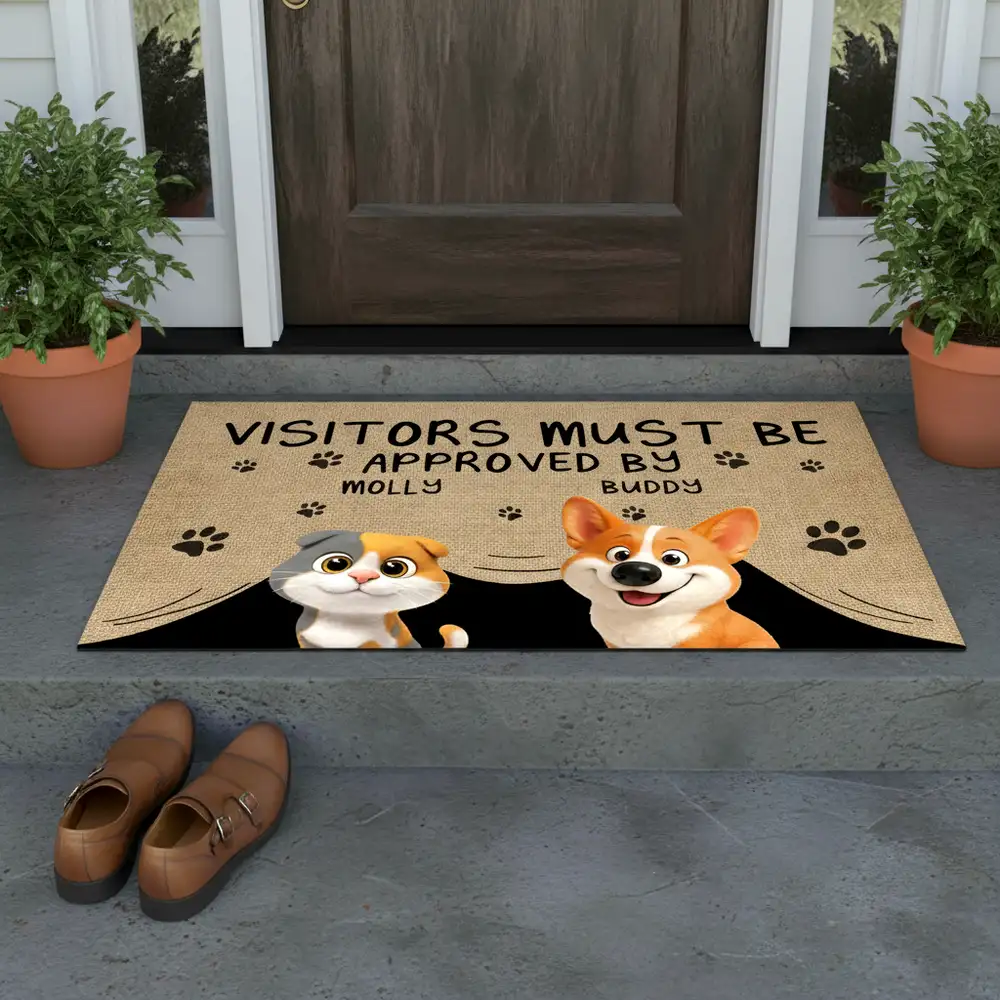 Custom Doormat with Cat & Dog Cartoon Design for Pet Lovers - Image 7