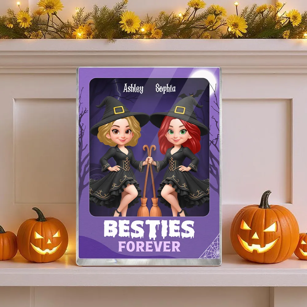 Best Friends Witch Theme Rectangle Acrylic Block Plaque, Halloween Décor and Friendship Gift - Image 6