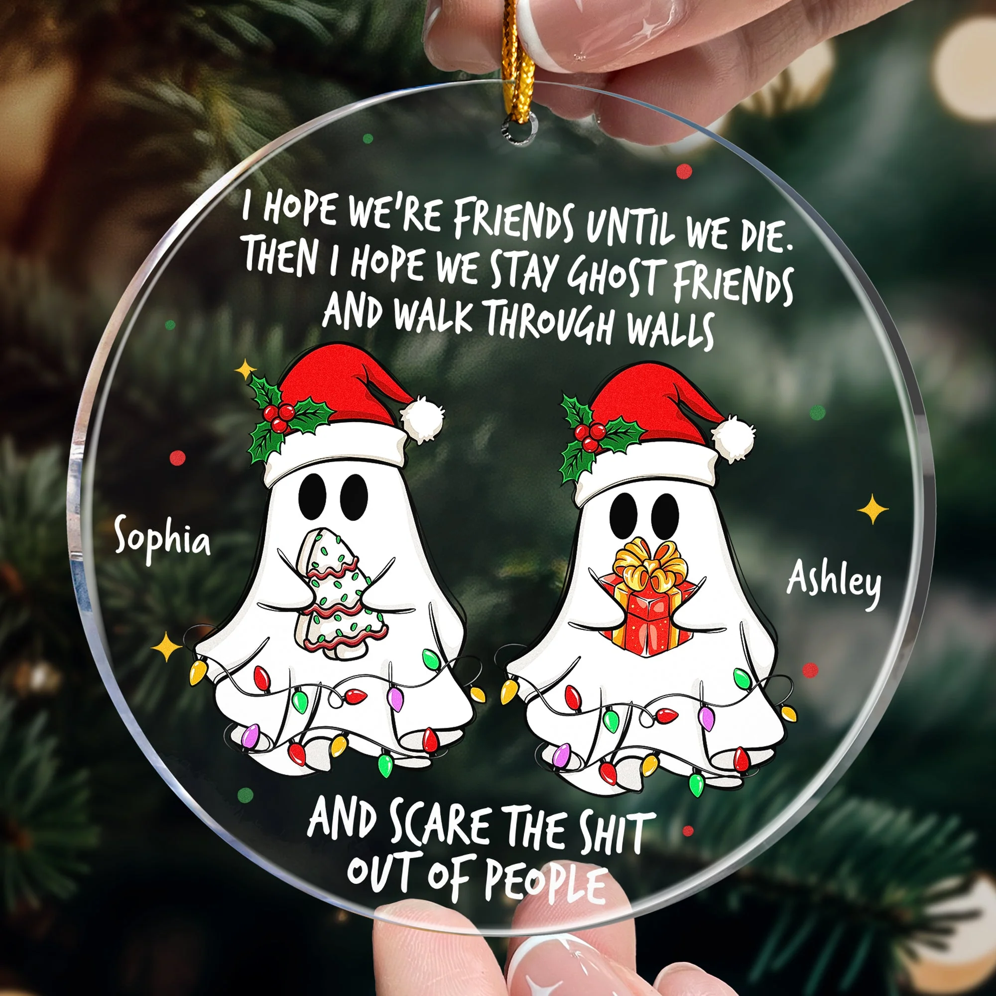 Funny Ghost Acrylic Ornament with Christmas Vibes, Best Friends Gift, Tree Hanging Decoration for Holiday Cheer, Perfect Gift - Image 3
