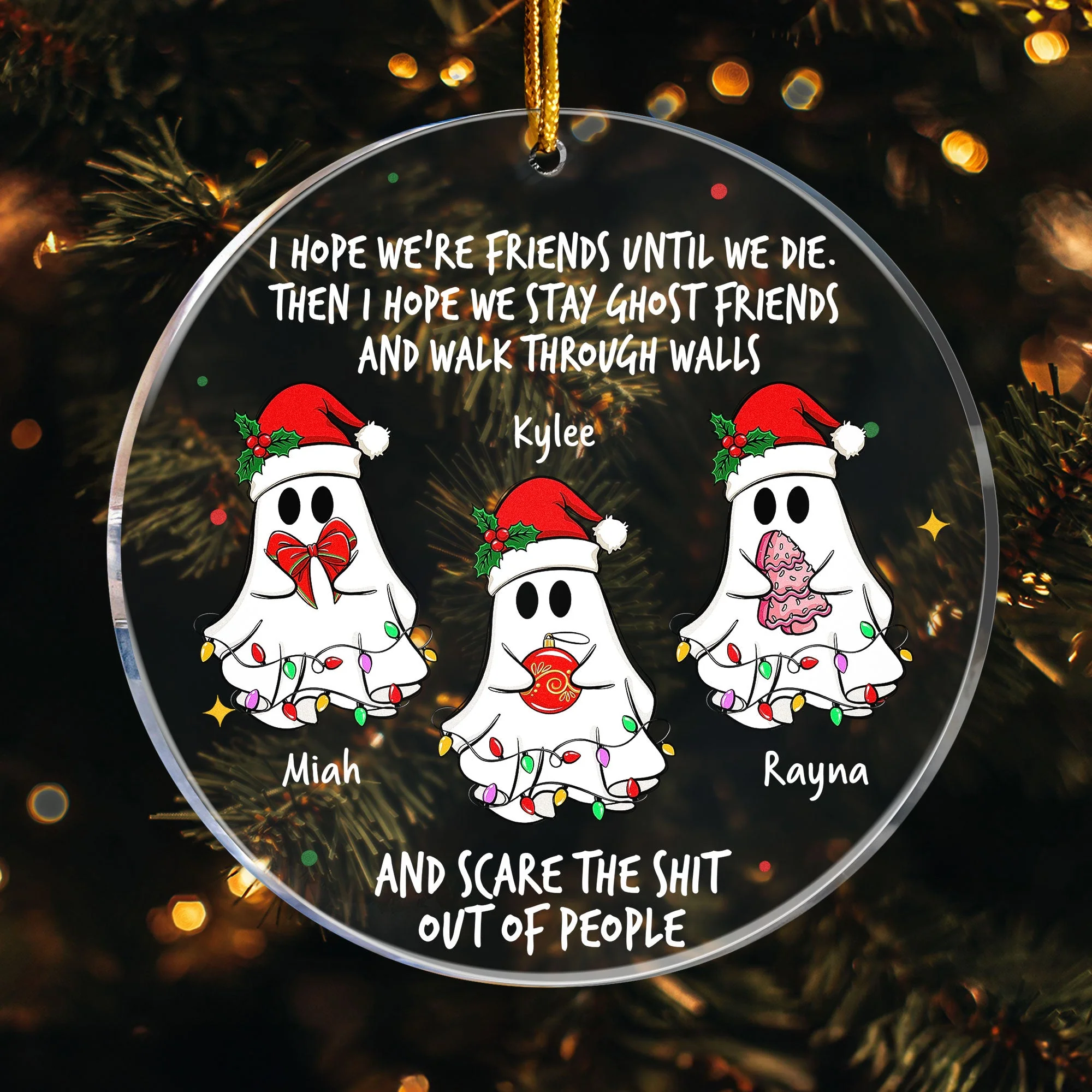Funny Ghost Acrylic Ornament with Christmas Vibes, Best Friends Gift, Tree Hanging Decoration for Holiday Cheer, Perfect Gift - Image 4
