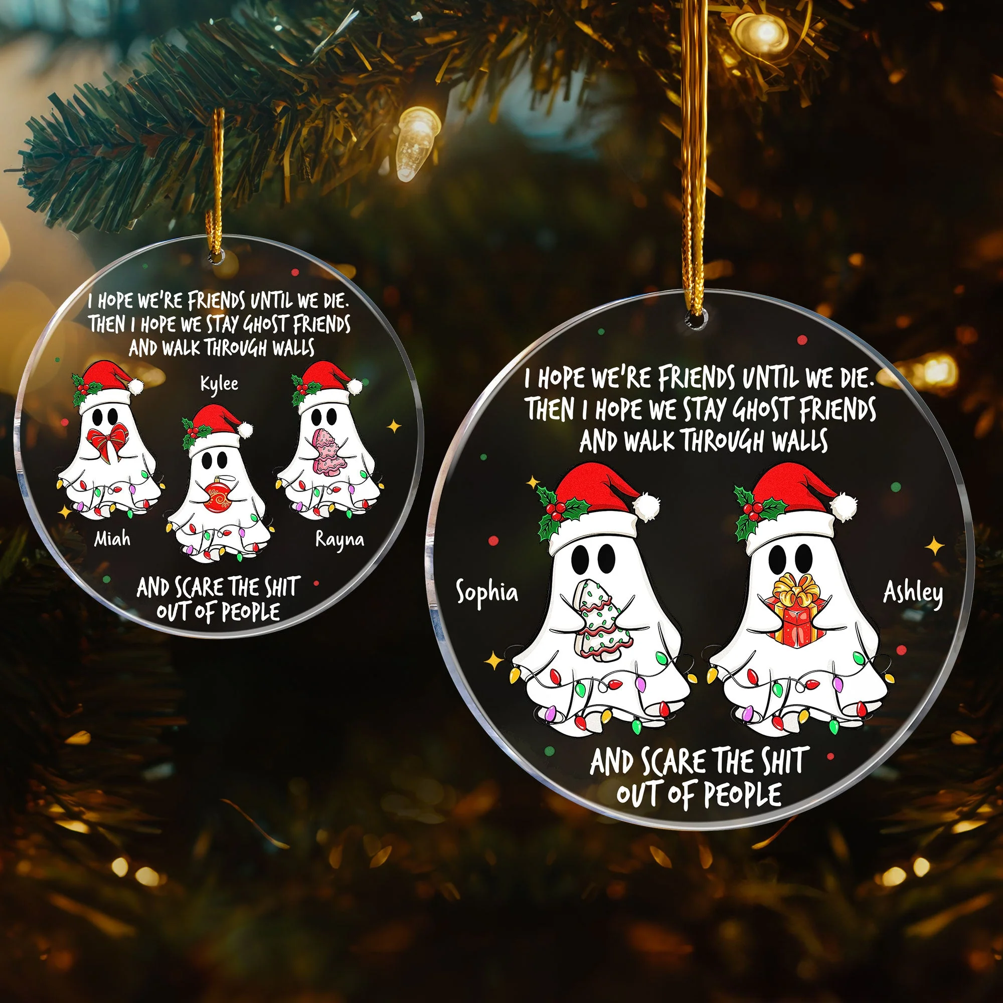 Funny Ghost Acrylic Ornament with Christmas Vibes, Best Friends Gift, Tree Hanging Decoration for Holiday Cheer, Perfect Gift - Image 5