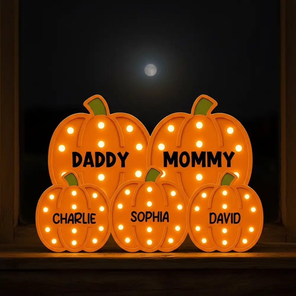 Pumpkin Acrylic Light Box Featuring Family Theme, Heartwarming Décor and Gift-Ready Accent for Parents - Image 2