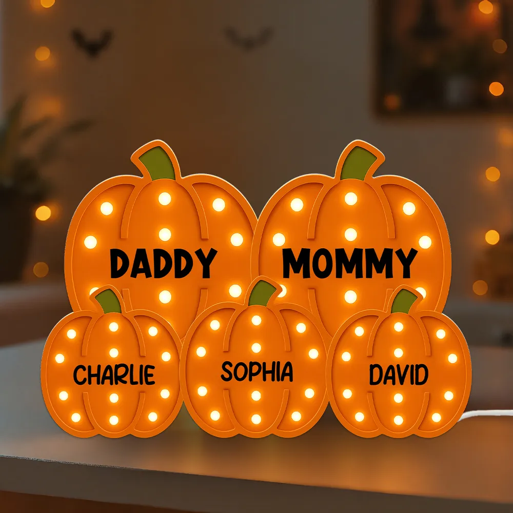 Pumpkin Acrylic Light Box Featuring Family Theme, Heartwarming Décor and Gift-Ready Accent for Parents - Image 3