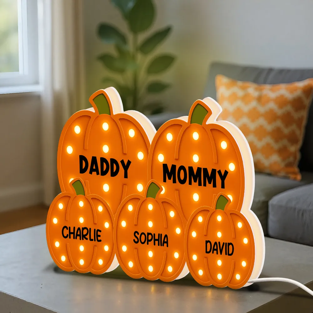 Pumpkin Acrylic Light Box Featuring Family Theme, Heartwarming Décor and Gift-Ready Accent for Parents - Image 4