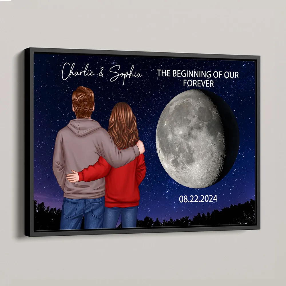 Poster with Couple Back View and Moon Design, Romantic Keepsake and Perfect Gift Choice - Image 5