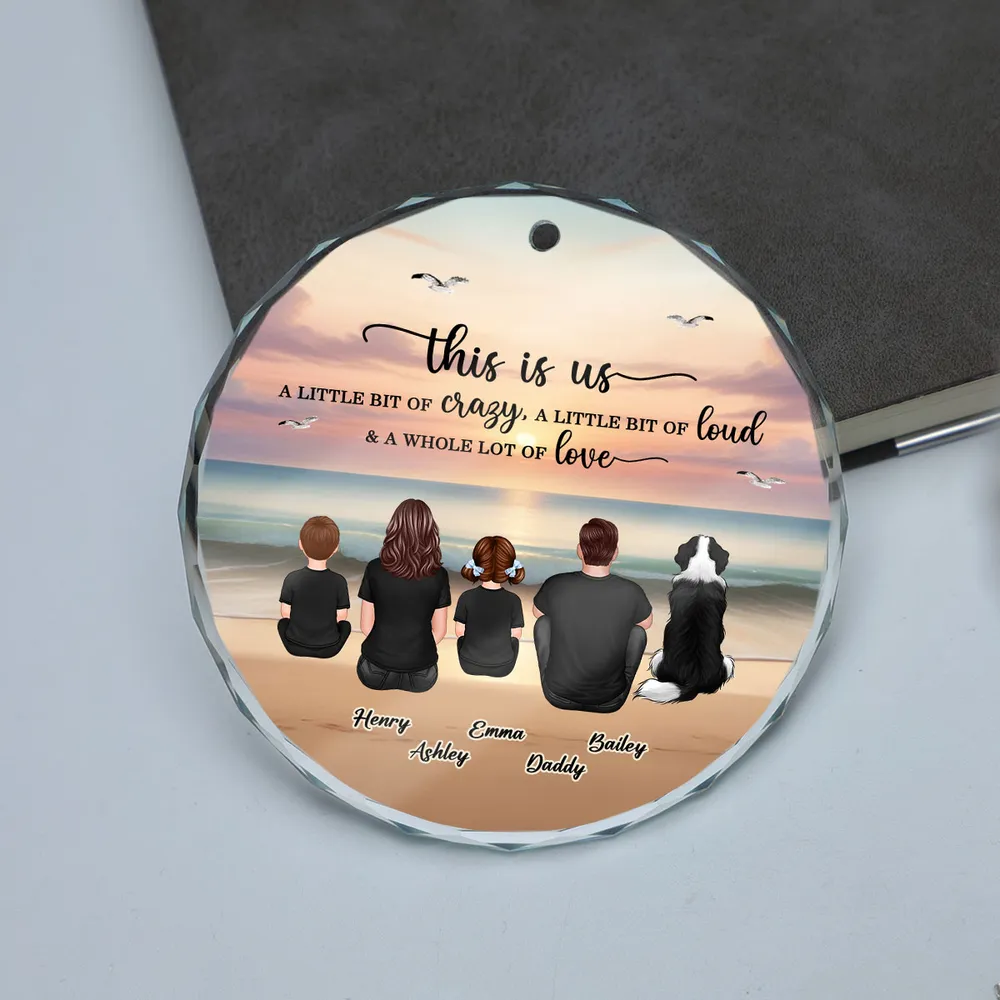 Crystal Ornament with Family Back View and Beach Scene, A Heartwarming Gift for Loved Ones - Image 5