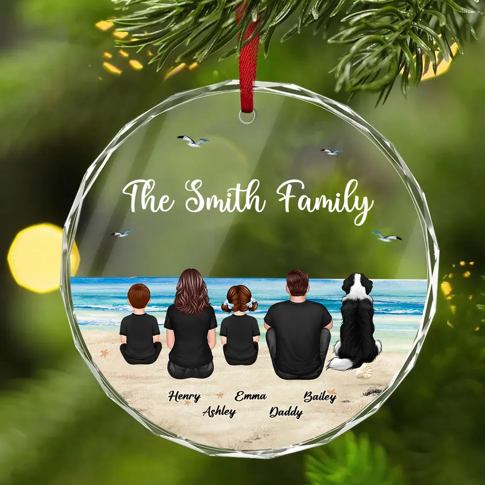 Crystal Ornament with Family Back View and Beach Scene, A Heartwarming Gift for Loved Ones - Image 6
