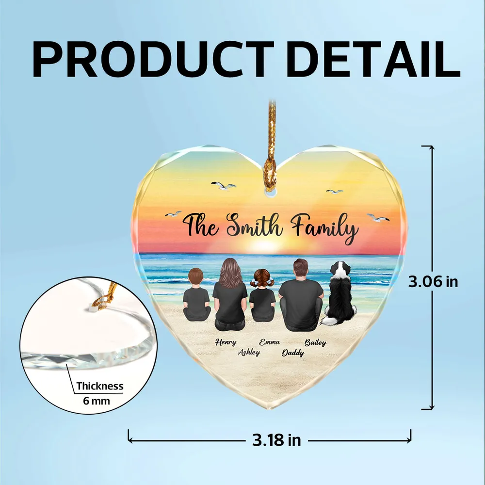 Crystal Heart Ornament with Family Beach Scene, A Heartwarming Gift for Loved Ones - Image 6