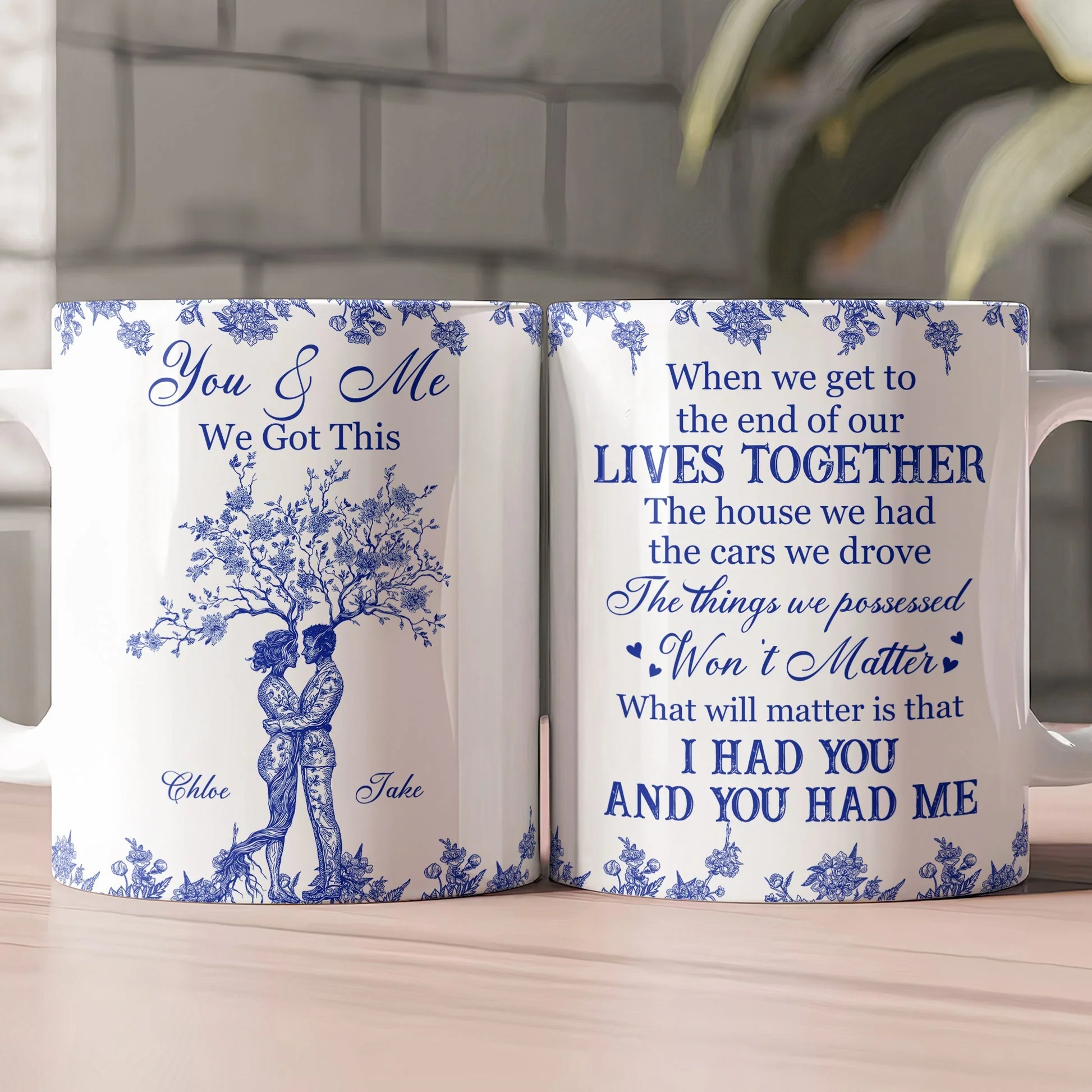 Romantic Couple Quote Ceramic Mug, Tree Hug Design, Heartwarming Gift for Lovers - Image 4