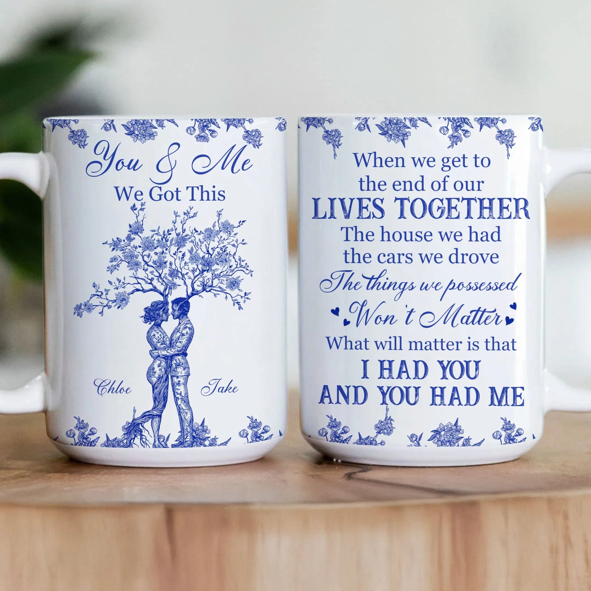 Romantic Couple Quote Ceramic Mug, Tree Hug Design, Heartwarming Gift for Lovers - Image 9