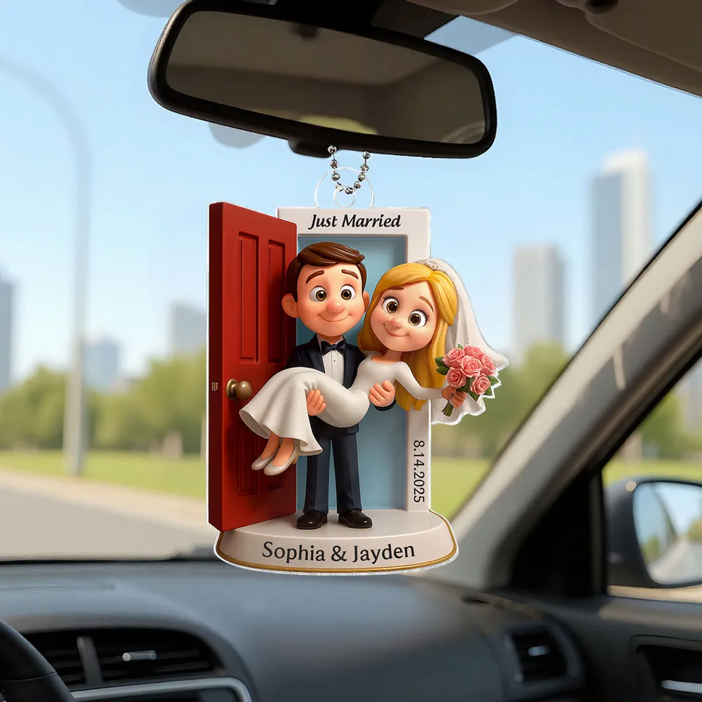 Just Married Acrylic Ornament, Groom Carrying Bride Design, Wedding Keepsake Gift - Image 4