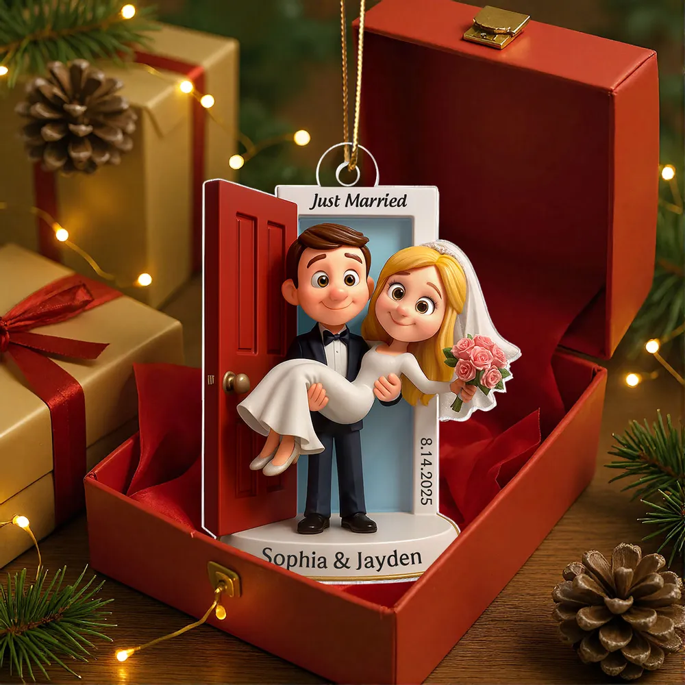 Just Married Acrylic Ornament, Groom Carrying Bride Design, Wedding Keepsake Gift - Image 6