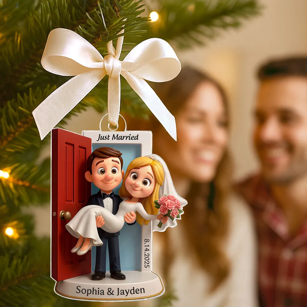 Just Married Acrylic Ornament, Groom Carrying Bride Design, Wedding Keepsake Gift - Image 8