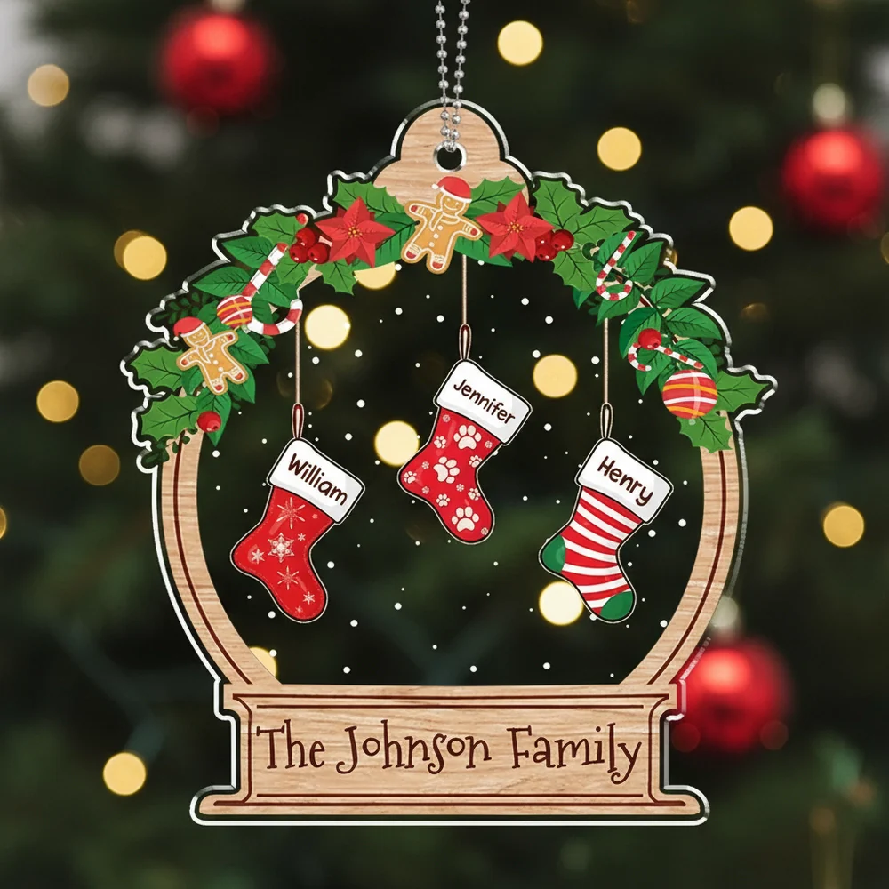 Family Stockings Acrylic Ornament, Christmas Tree Decoration, Heartwarming Gift