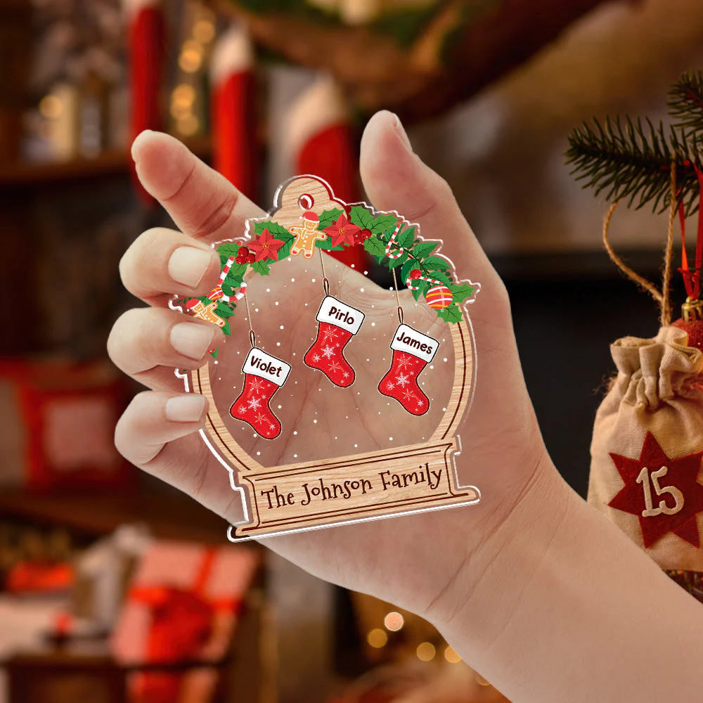 Family Stockings Acrylic Ornament, Christmas Tree Decoration, Heartwarming Gift - Image 7